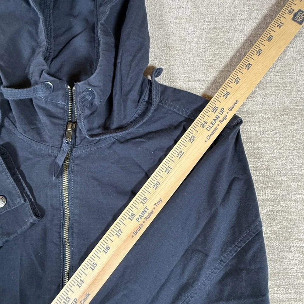 The North Face Anorak Mens Med Navy Blue 1/4 Zip Stretch Hooded L/S Jacket